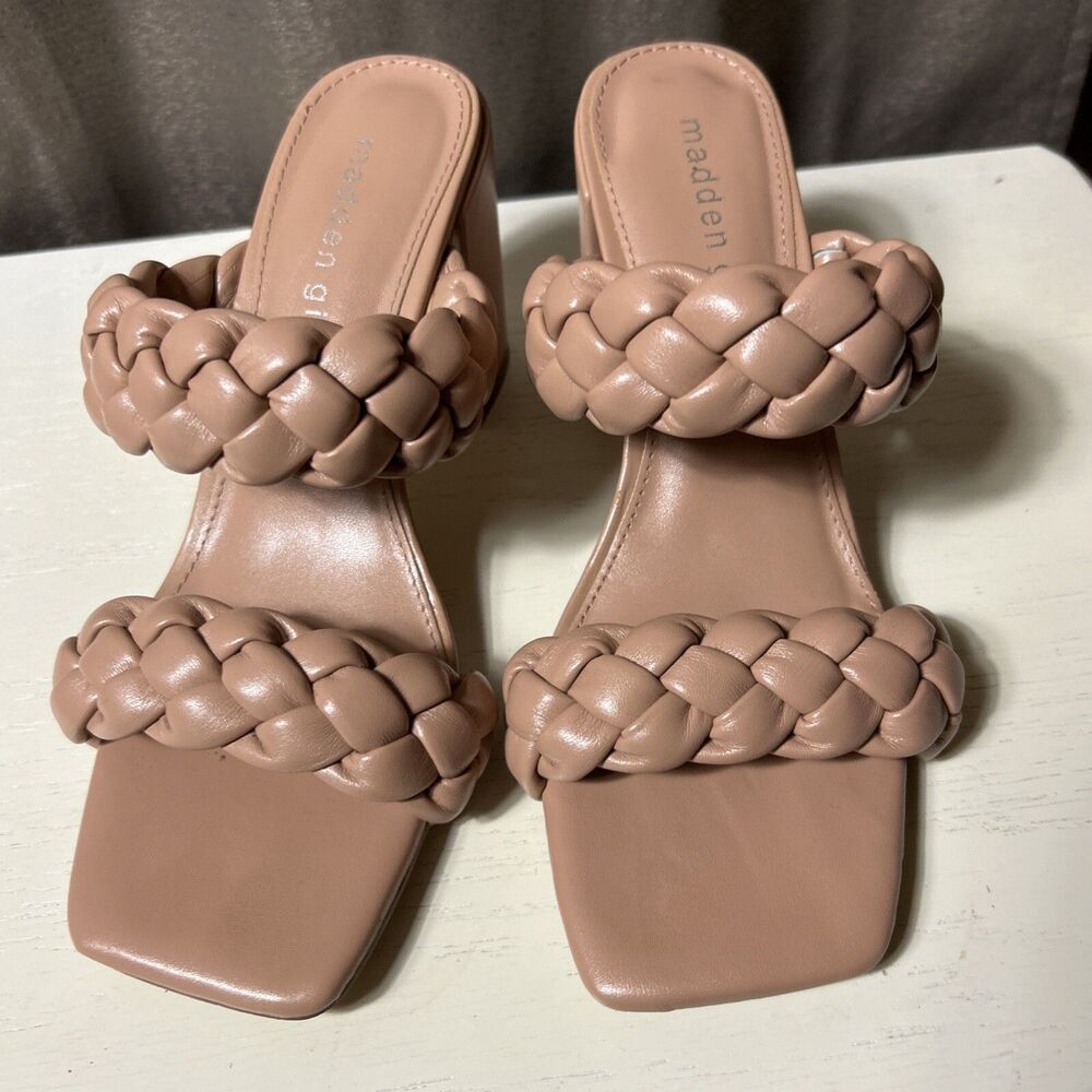 Madden Girl Women's Dixcy Slip On Braided Dress Sandals Pink Size:7